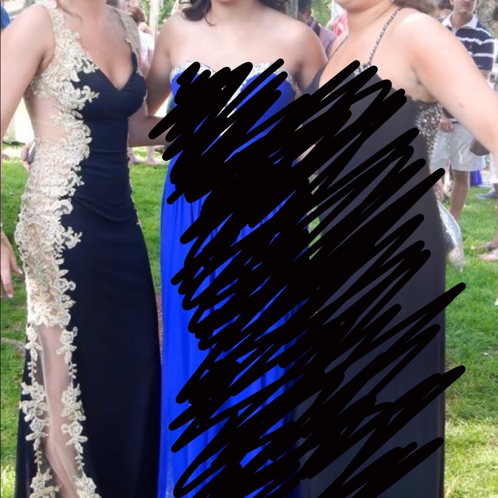 Black and gold Jovani prom dress